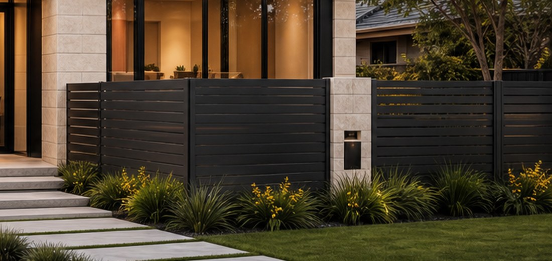 Horizontal graphite residential fence